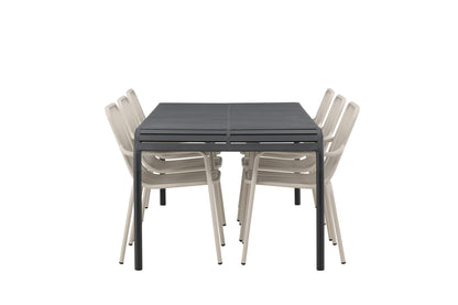 Borneo & Peking Rektangulært Spisebord 100 x 200 Antracit + Spisestole 2-pak Beige