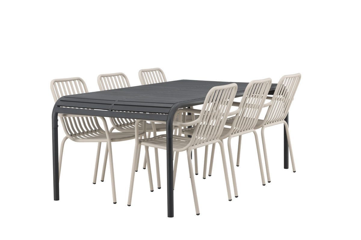 Borneo & Peking Rektangulært Spisebord 100 x 200 Antracit + Spisestole 2-pak Beige