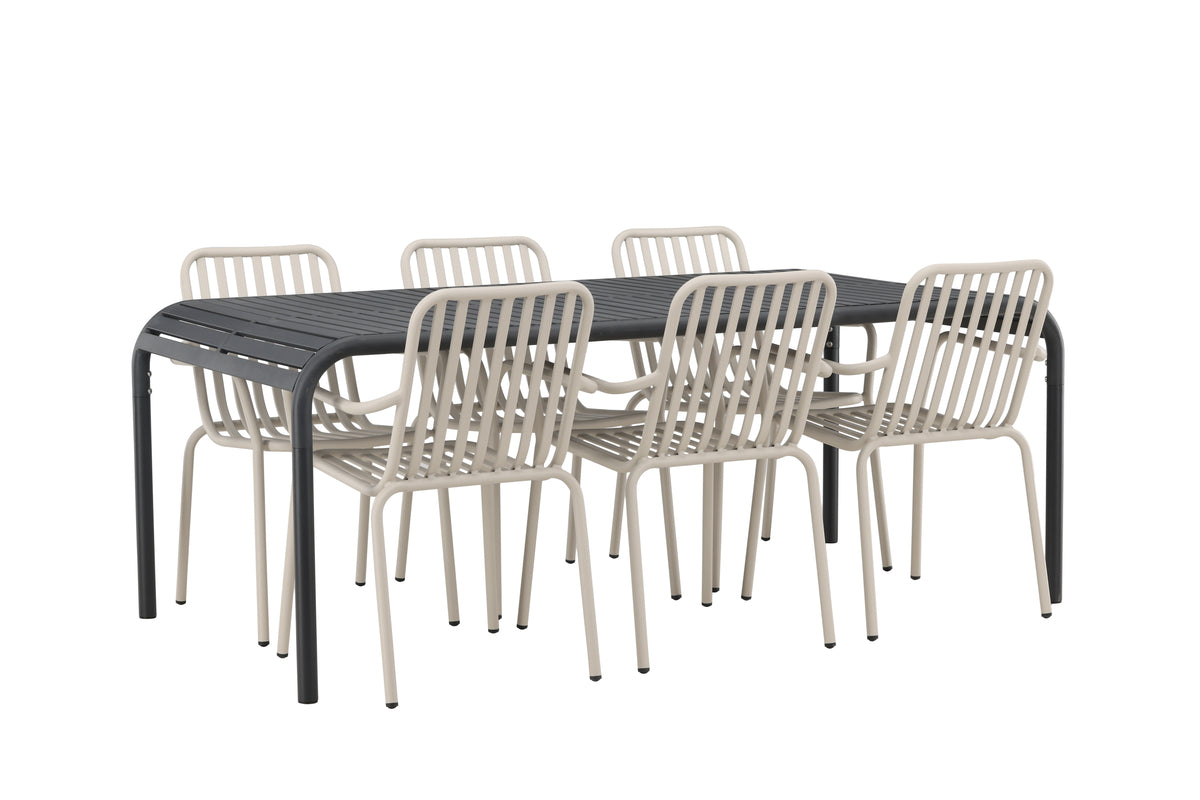 Borneo & Peking Rektangulært Spisebord 100 x 200 Antracit + Spisestole 2-pak Beige