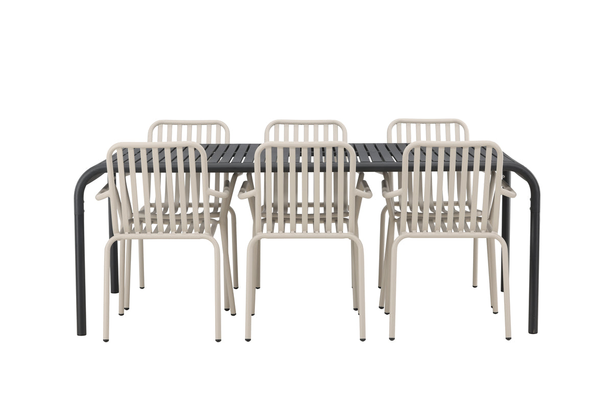 Borneo & Peking Rektangulært Spisebord 100 x 200 Antracit + Spisestole 2-pak Beige