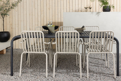 Borneo & Peking Rektangulært Spisebord 100 x 200 Antracit + Spisestole 2-pak Beige