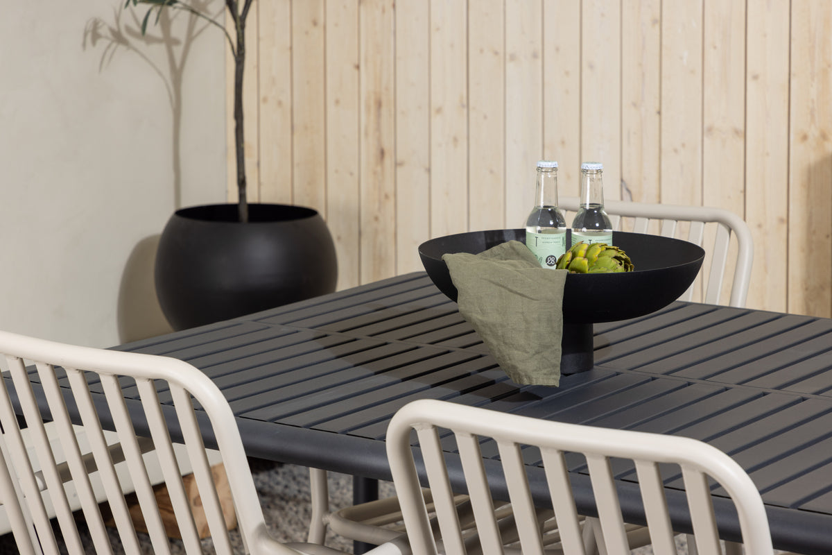 Borneo & Peking Rektangulært Spisebord 100 x 200 Antracit + Spisestole 2-pak Beige