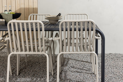 Borneo & Peking Rektangulært Spisebord 100 x 200 Antracit + Spisestole 2-pak Beige