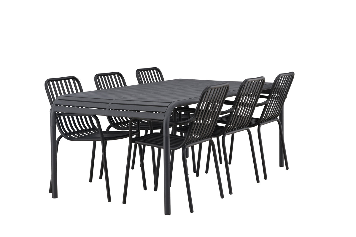 Borneo & Peking Rektangulært Spisebord 100 x 200 Antracit + Spisestole 2-pak Sort