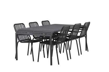 Borneo & Peking Rektangulært Spisebord 100 x 200 Antracit + Spisestole 2-pak Sort