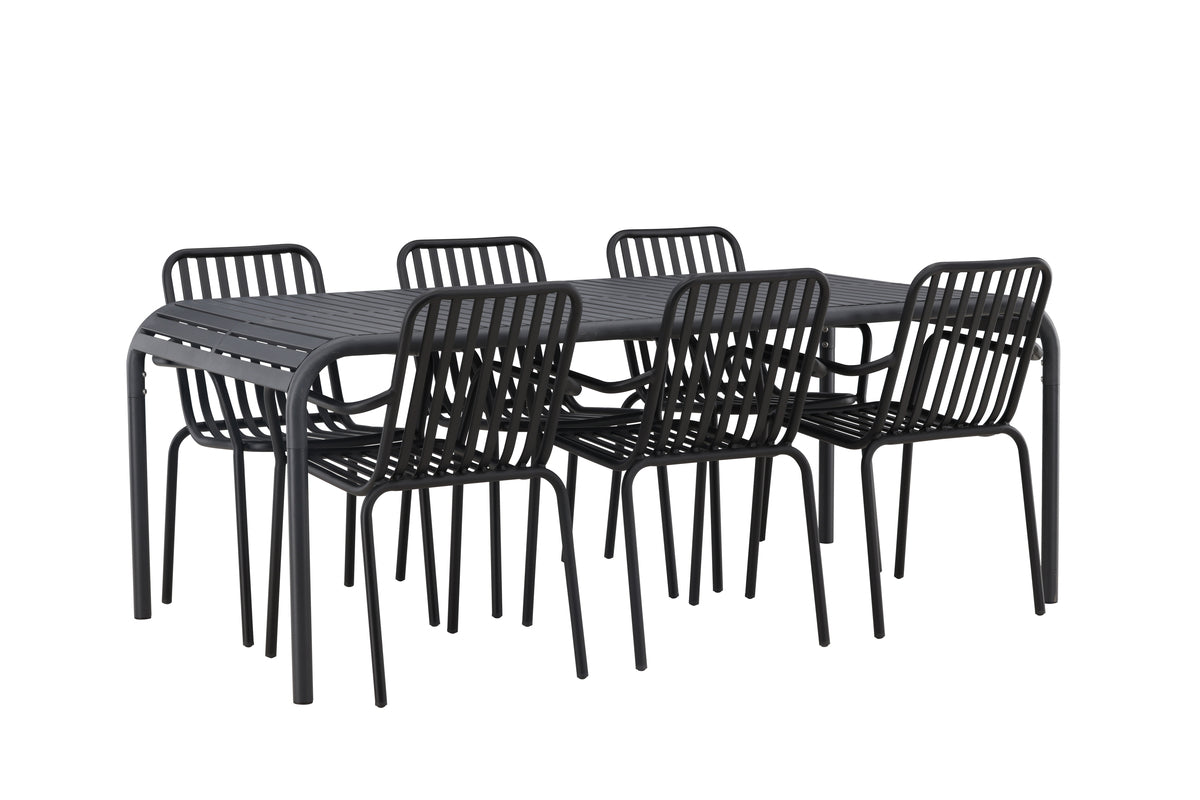 Borneo & Peking Rektangulært Spisebord 100 x 200 Antracit + Spisestole 2-pak Sort