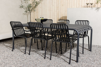 Borneo & Peking Rektangulært Spisebord 100 x 200 Antracit + Spisestole 2-pak Sort