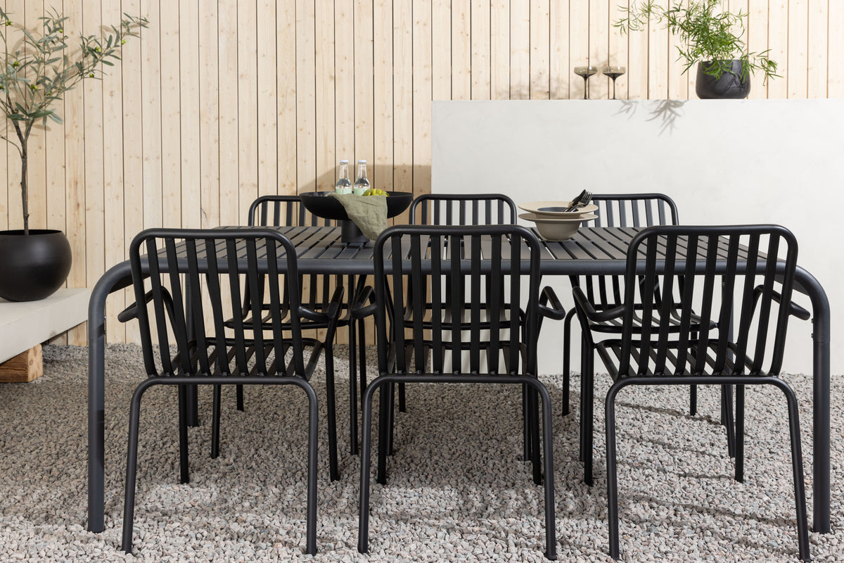 Borneo & Peking Rektangulært Spisebord 100 x 200 Antracit + Spisestole 2-pak Sort