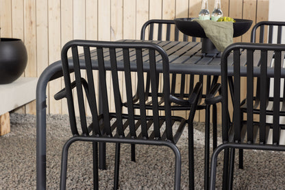 Borneo & Peking Rektangulært Spisebord 100 x 200 Antracit + Spisestole 2-pak Sort