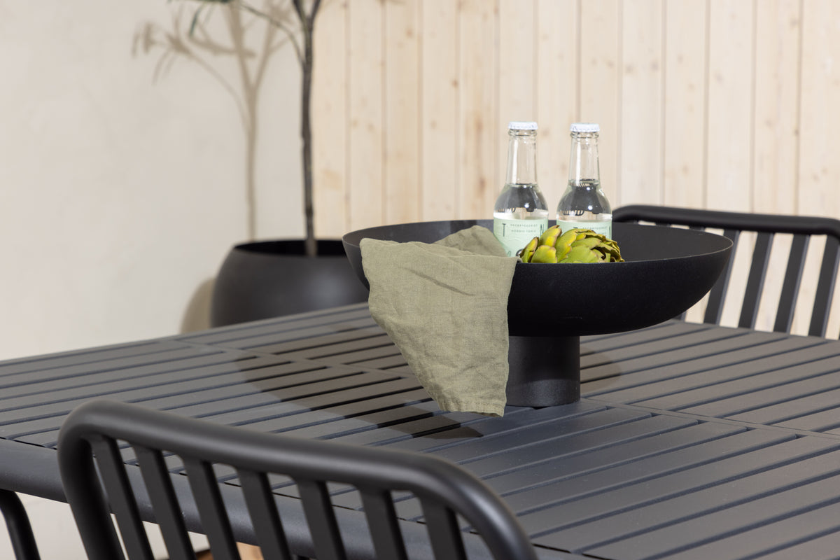 Borneo & Peking Rektangulært Spisebord 100 x 200 Antracit + Spisestole 2-pak Sort