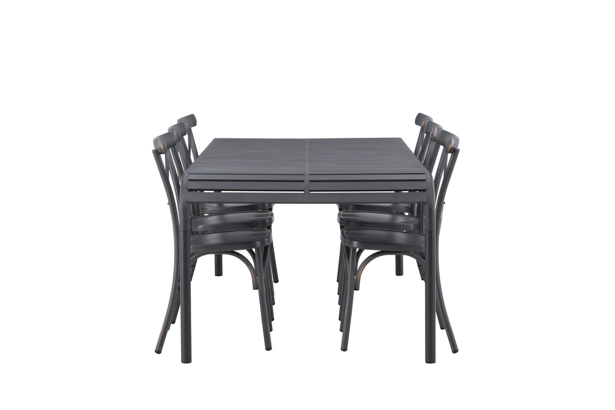 Rektangulært spisebord 200 x 100 Sort + Spisebordsstol 2-pak Mørkegrå