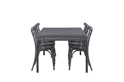 Rektangulært spisebord 200 x 100 Sort + Spisebordsstol 2-pak Mørkegrå
