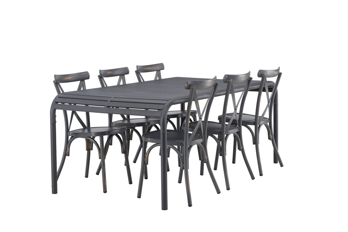 Rektangulært spisebord 200 x 100 Sort + Spisebordsstol 2-pak Mørkegrå