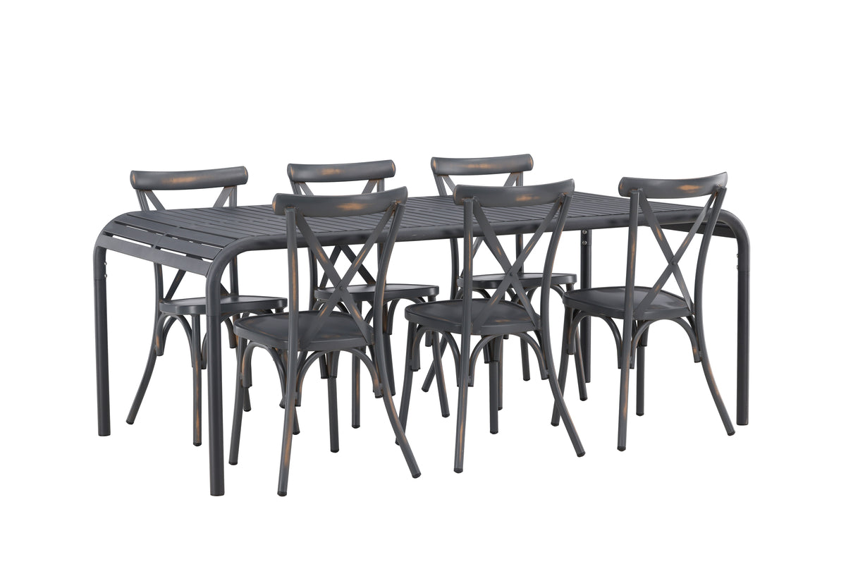 Rektangulært spisebord 200 x 100 Sort + Spisebordsstol 2-pak Mørkegrå