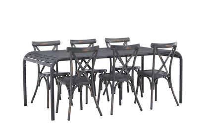 Rektangulært spisebord 200 x 100 Sort + Spisebordsstol 2-pak Mørkegrå