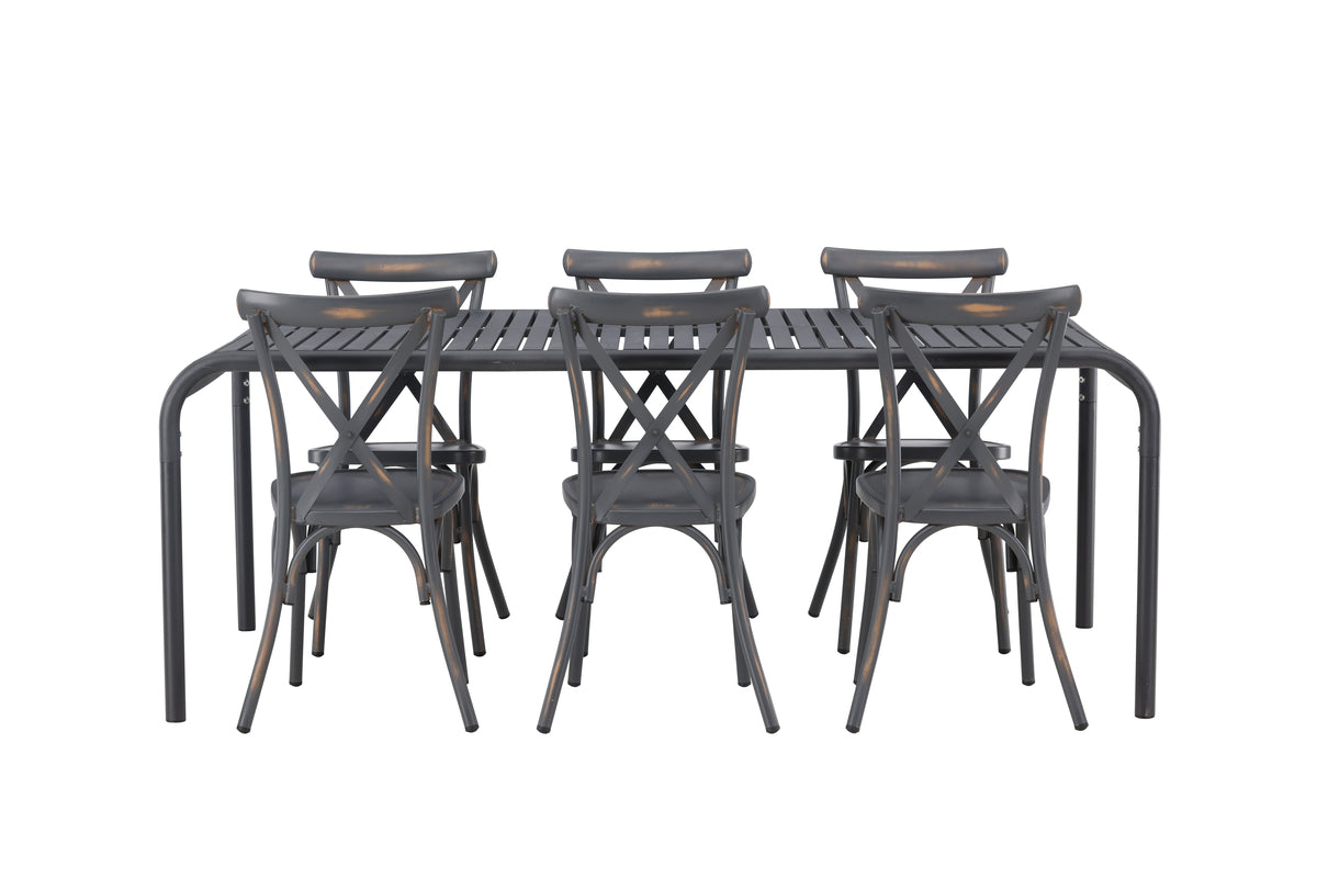 Rektangulært spisebord 200 x 100 Sort + Spisebordsstol 2-pak Mørkegrå