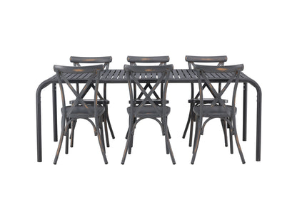 Rektangulært spisebord 200 x 100 Sort + Spisebordsstol 2-pak Mørkegrå