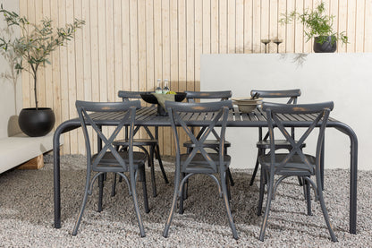 Rektangulært spisebord 200 x 100 Sort + Spisebordsstol 2-pak Mørkegrå