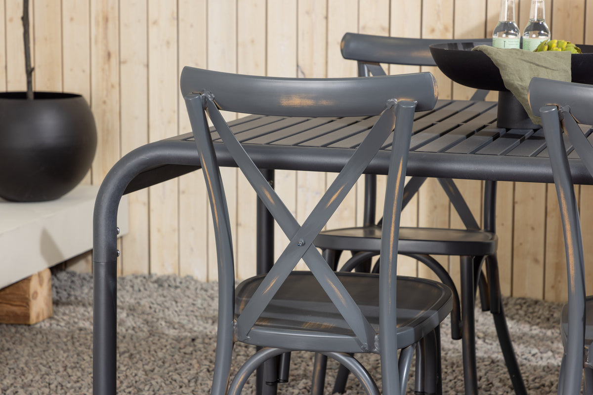 Rektangulært spisebord 200 x 100 Sort + Spisebordsstol 2-pak Mørkegrå