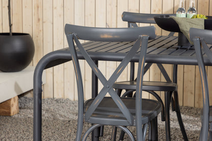 Rektangulært spisebord 200 x 100 Sort + Spisebordsstol 2-pak Mørkegrå