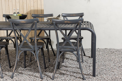 Rektangulært spisebord 200 x 100 Sort + Spisebordsstol 2-pak Mørkegrå