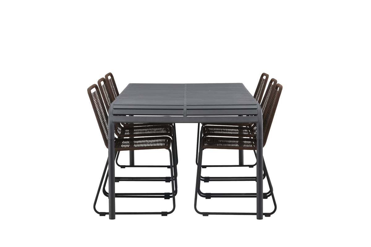 Rektangulært spisebord 200 x 100 Sort + Spisebordsstol 2-pak Brun/Sort