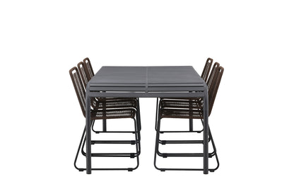 Rektangulært spisebord 200 x 100 Sort + Spisebordsstol 2-pak Brun/Sort