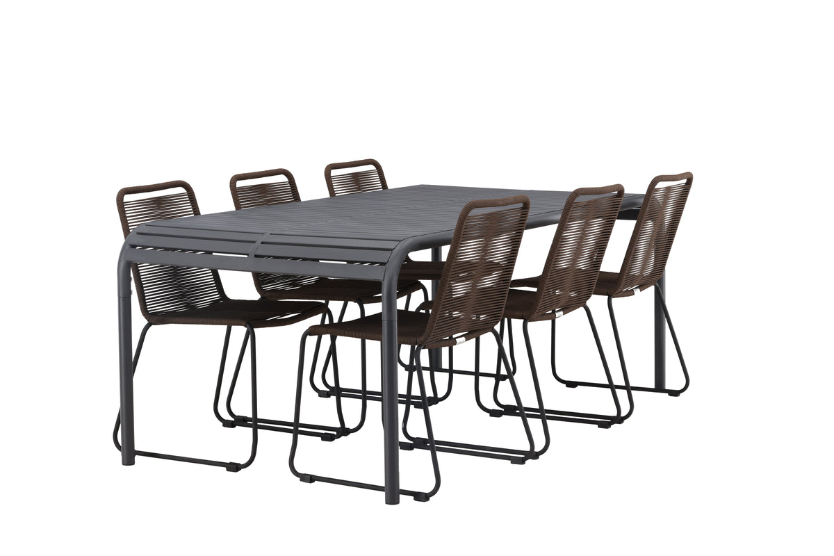 Rektangulært spisebord 200 x 100 Sort + Spisebordsstol 2-pak Brun/Sort