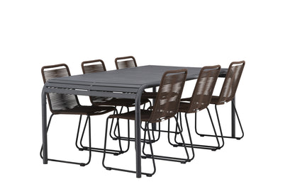 Rektangulært spisebord 200 x 100 Sort + Spisebordsstol 2-pak Brun/Sort