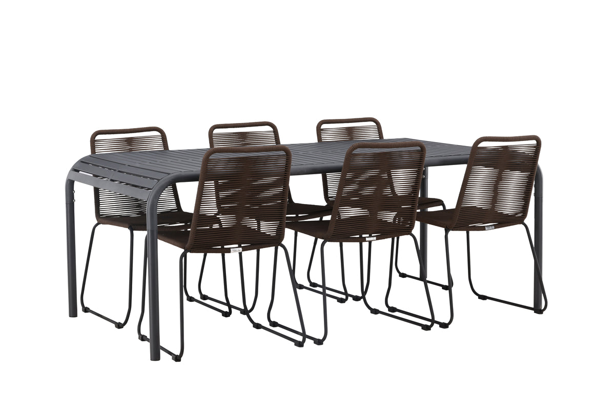 Rektangulært spisebord 200 x 100 Sort + Spisebordsstol 2-pak Brun/Sort