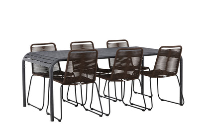 Rektangulært spisebord 200 x 100 Sort + Spisebordsstol 2-pak Brun/Sort