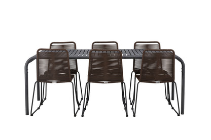 Rektangulært spisebord 200 x 100 Sort + Spisebordsstol 2-pak Brun/Sort