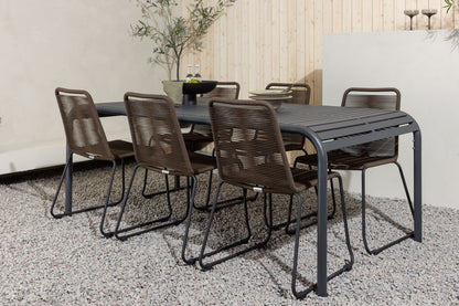 Rektangulært spisebord 200 x 100 Sort + Spisebordsstol 2-pak Brun/Sort