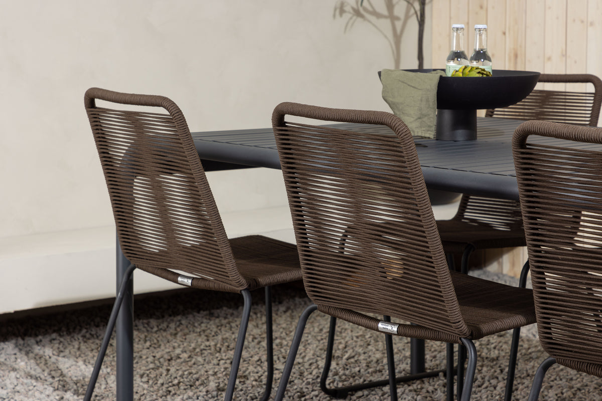 Rektangulært spisebord 200 x 100 Sort + Spisebordsstol 2-pak Brun/Sort