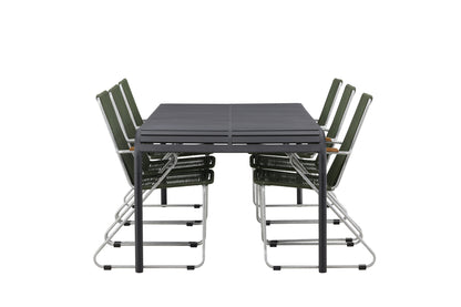 Rektangulært spisebord 200 x 100 Sort + Spisebordsstol 2-pak Grøn