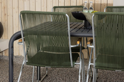 Rektangulært spisebord 200 x 100 Sort + Spisebordsstol 2-pak Grøn