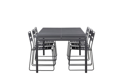 Lina & Borneo Spisebordsstole 2-pak Sort + Rektangulært Spisebord 200 x 100 Sort