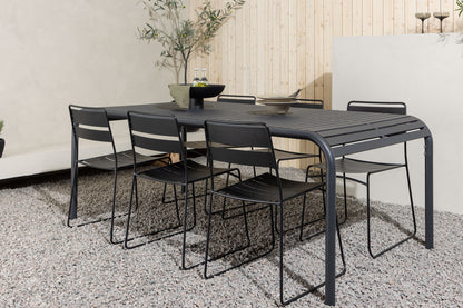 Lina & Borneo Spisebordsstole 2-pak Sort + Rektangulært Spisebord 200 x 100 Sort