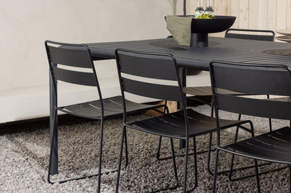 Lina & Borneo Spisebordsstole 2-pak Sort + Rektangulært Spisebord 200 x 100 Sort