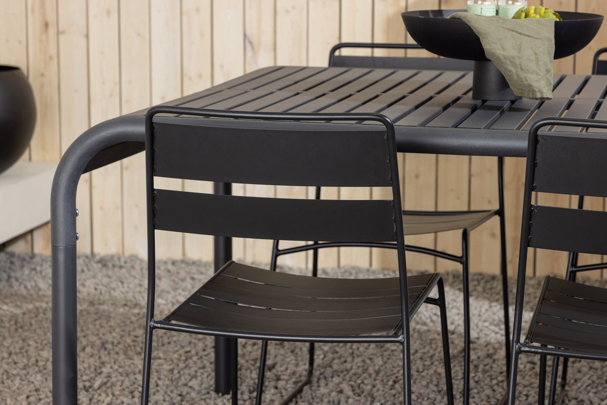 Lina & Borneo Spisebordsstole 2-pak Sort + Rektangulært Spisebord 200 x 100 Sort