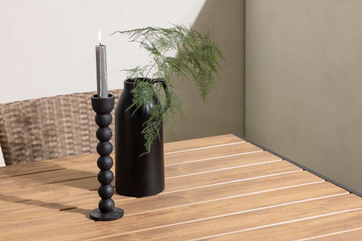 Spisebordsstol 2-pak Natur + Rektangulært Spisebord 150 x 90 Sort