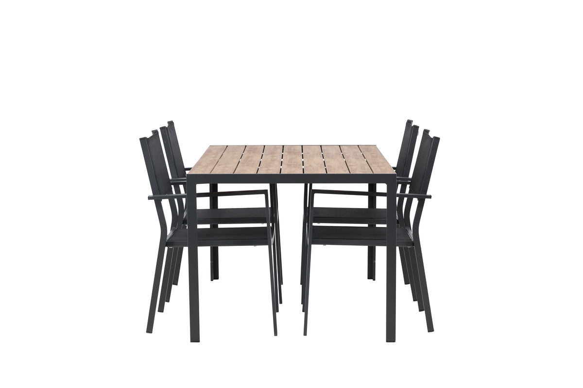 Spisebordsstol 2-pak Sort + Rektangulært Spisebord 150 x 90 Sort