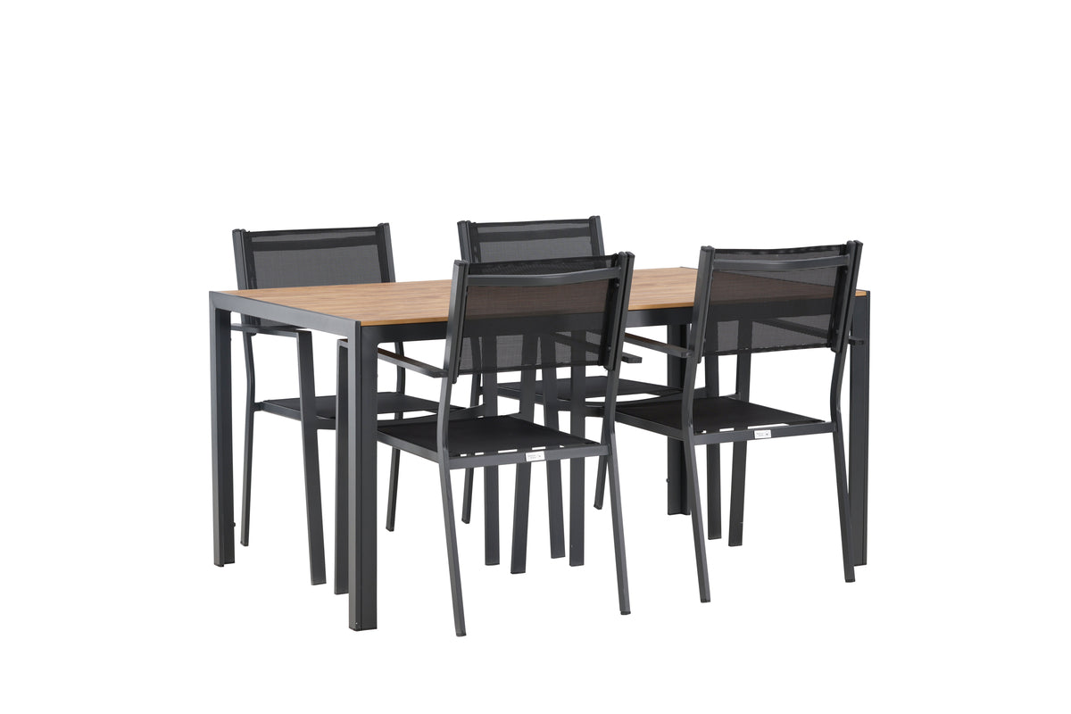 Spisebordsstol 2-pak Sort + Rektangulært Spisebord 150 x 90 Sort