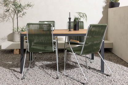 Rektangulært spisebord 150 x 90 Sort + Spisebordsstol 2-pak Grøn