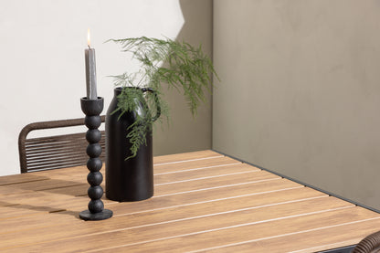 Break & Lindos Rektangulært Spisebord 150x90 Sort + Spisestole Brun