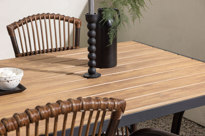 Rektangulært spisebord 150 x 90 Sort + Spisestol Brun