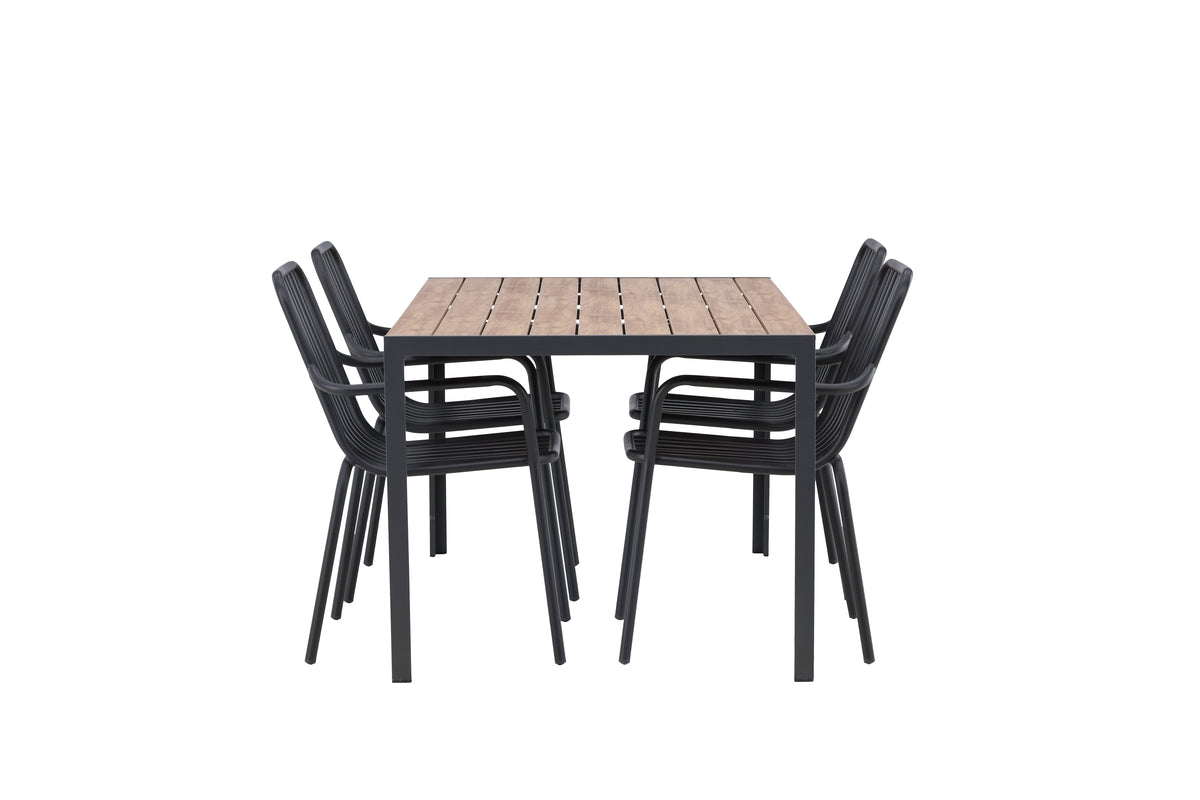 Rektangulært spisebord 150 x 90 Sort + Spisebordsstol 2-pak Sort