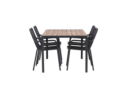 Rektangulært spisebord 150 x 90 Sort + Spisebordsstol 2-pak Sort