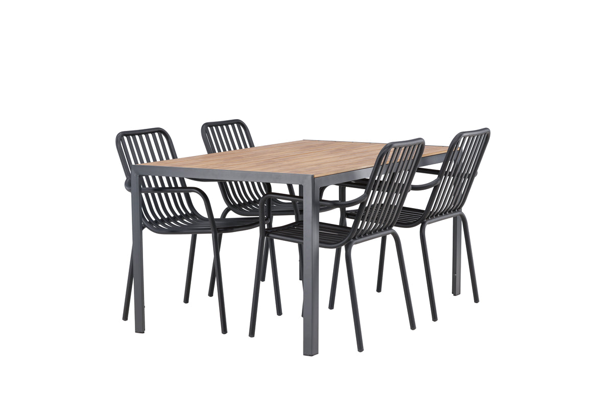 Rektangulært spisebord 150 x 90 Sort + Spisebordsstol 2-pak Sort