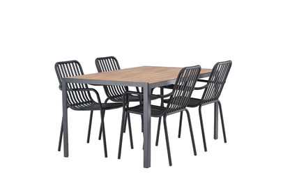 Rektangulært spisebord 150 x 90 Sort + Spisebordsstol 2-pak Sort